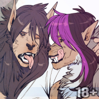 Apparently Krissy's been getting her
hormone supply from Dr. Milo and wants
to share.
Two lady werewolves, visibly aroused,
one (Krissy, right) injecting the other
(Dee, left) with a hormone shot while Dee
pants and shudders her way through an
intense transformation.