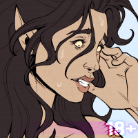 Amberlin, a newly-minted werewolf fresh
from her first change, her human form -
and, as she's currently realizing, her
morning grooming habits - permanently
altered as a result.
She is a muscular Latina woman with a
generous distribution of body hair stepping
out of the shower. She has pointed ears,
six extra nipples, and clawed feet.