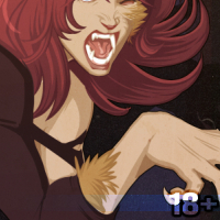 Lux, caught in the beginnings of a
surprise transformation.
Always bring a spare change of clothes
to formal occasions!
She is a redheaded white female werecat
wearing a black dress hunched over in a
tense a three point crouch,
mid-transformation.