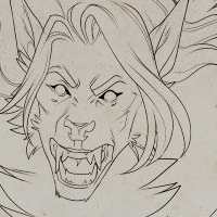 Lacey, a female werewolf, mid-transformation,
snarling and ripping off her shirt.
Contains non-sexual nudity.